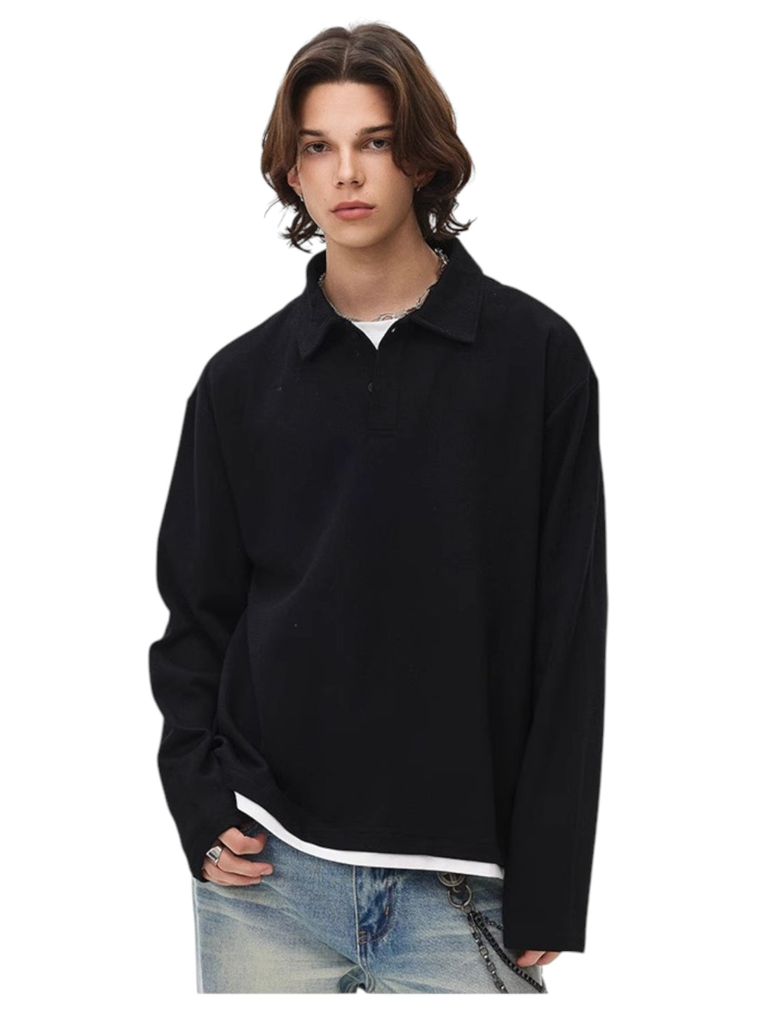 [BLAEXIT] BLAEXIT LAYERED-COLLAR POLO SHIRT st5043