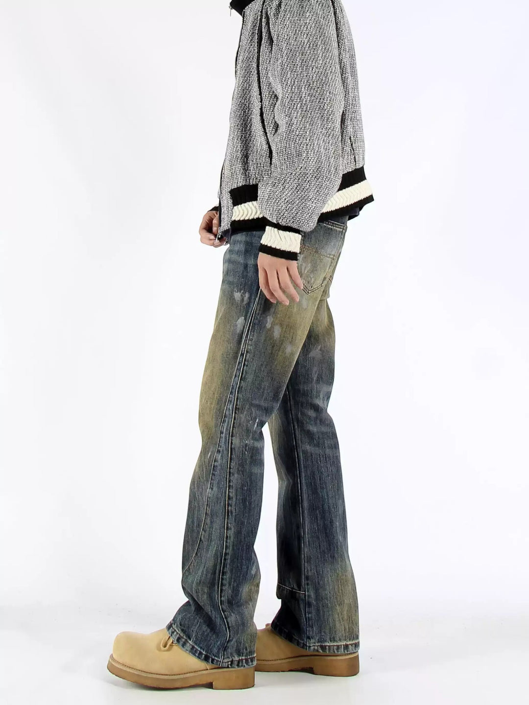 VINTAGE VIBE SPLATTERED WASHED FLARED JEANS ST5189