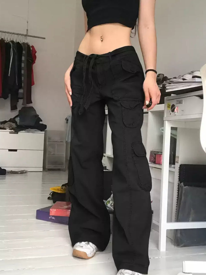VINTAGE HIGH-WAIST STRAIGHT-LEG CARGO PANTS ST5205