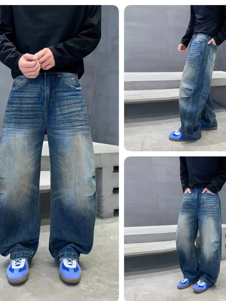 RELAXED STRAIGHT-LEG WASHED JEANS st5150