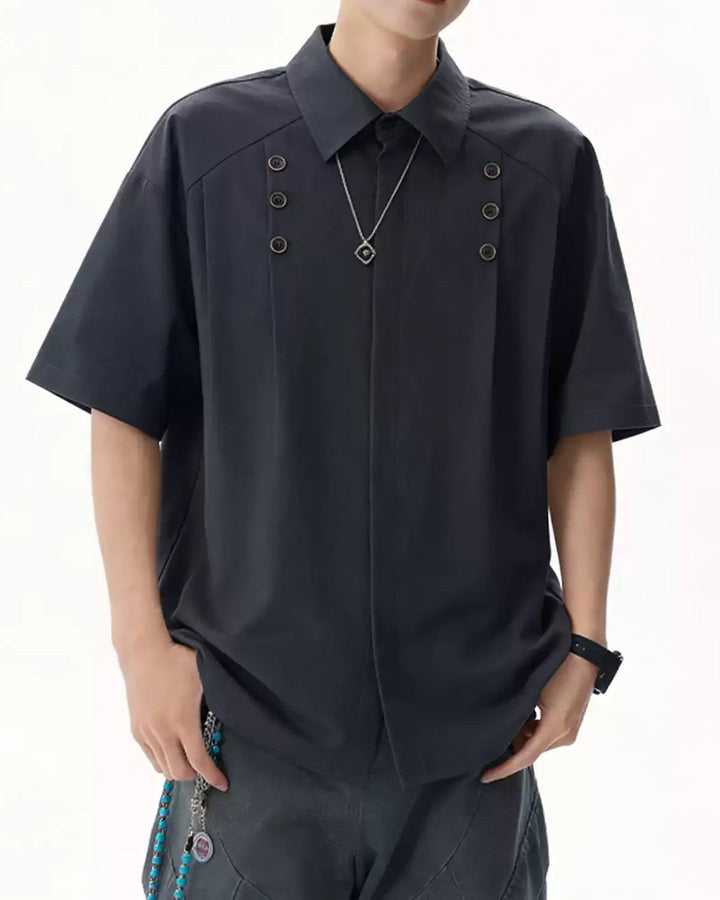 BUTTONED PLEATED RELAXED SHIRT MT558