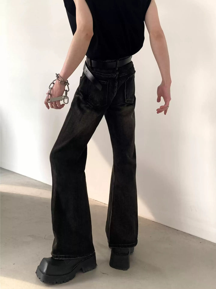 VINTAGE WASHED FLARED HIGH-WAIST JEANS ST5209