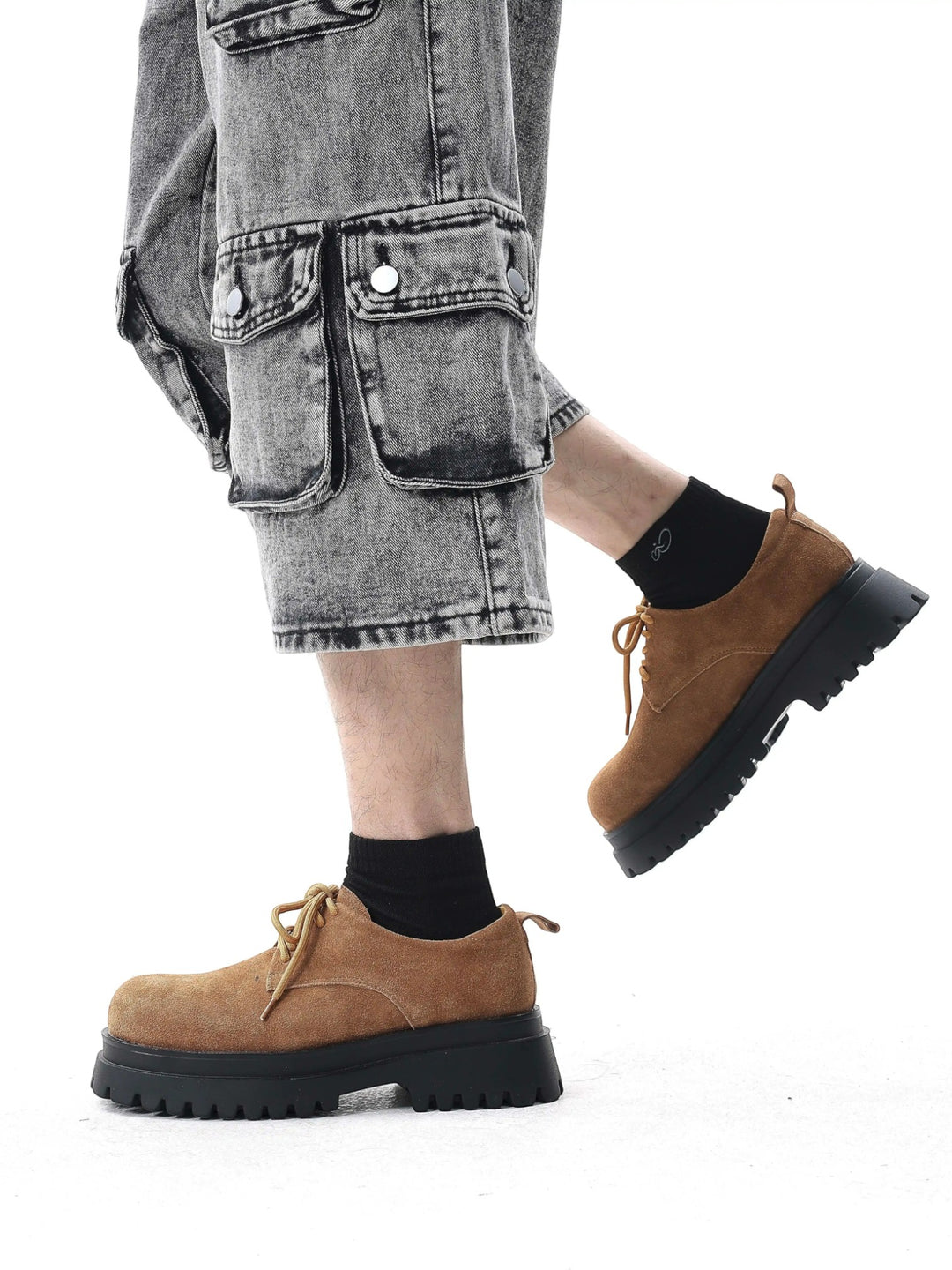 FAUX SUEDE PLATFORM DERBY SHOES ST5153