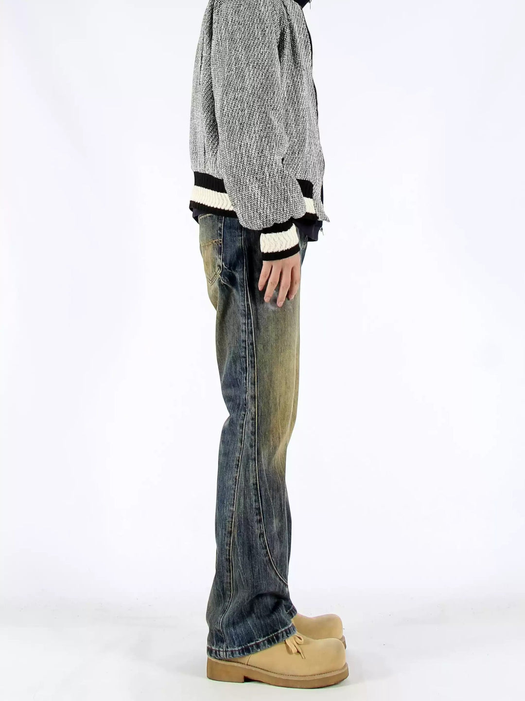 VINTAGE VIBE SPLATTERED WASHED FLARED JEANS ST5189