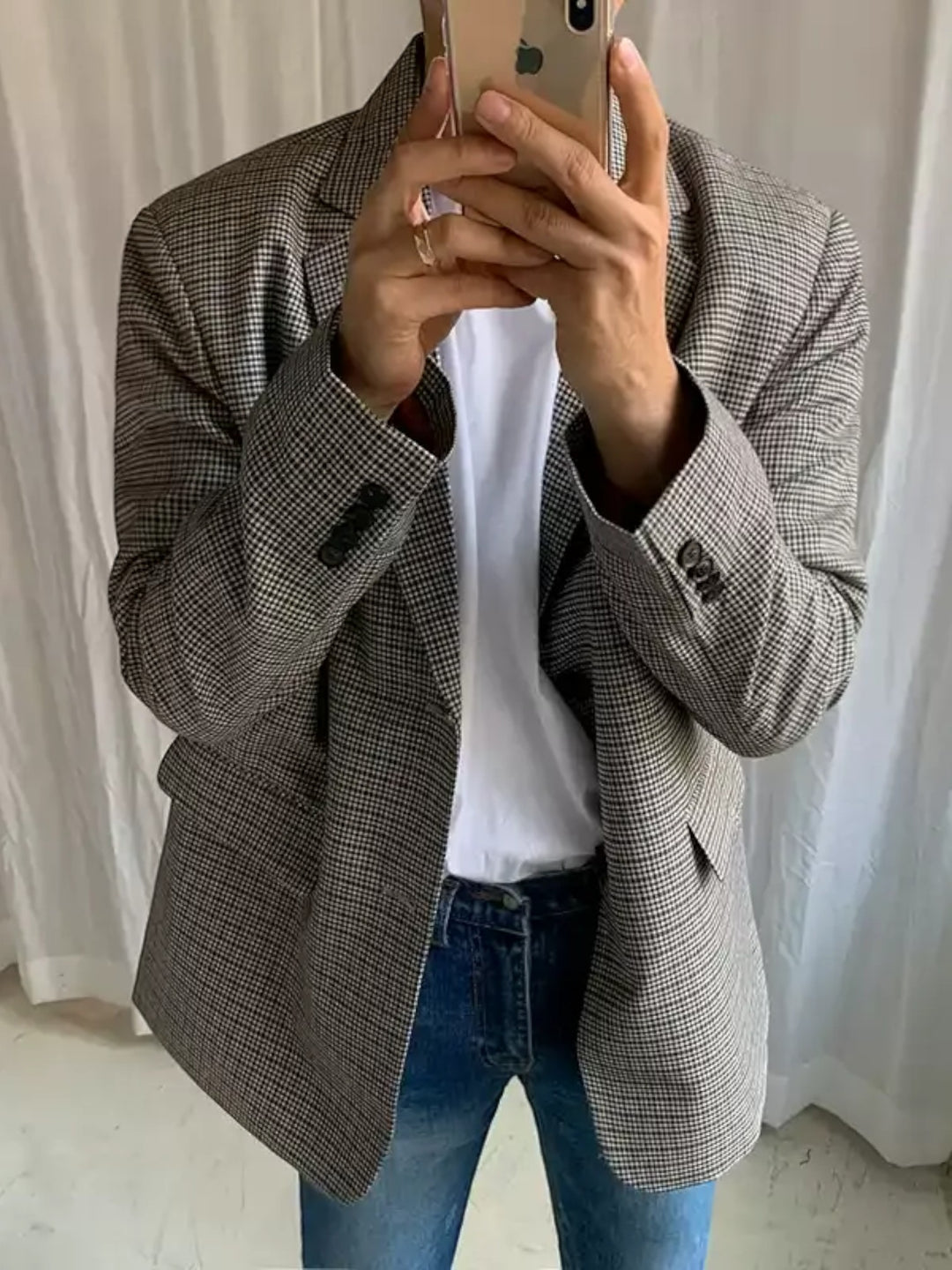 VINTAGE PLAID LOOSE BLAZER ST5156