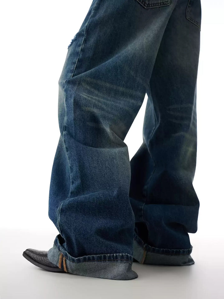 VINTAGE DISTRESSED LOOSE STRAIGHT-LEG JEANS ST5183