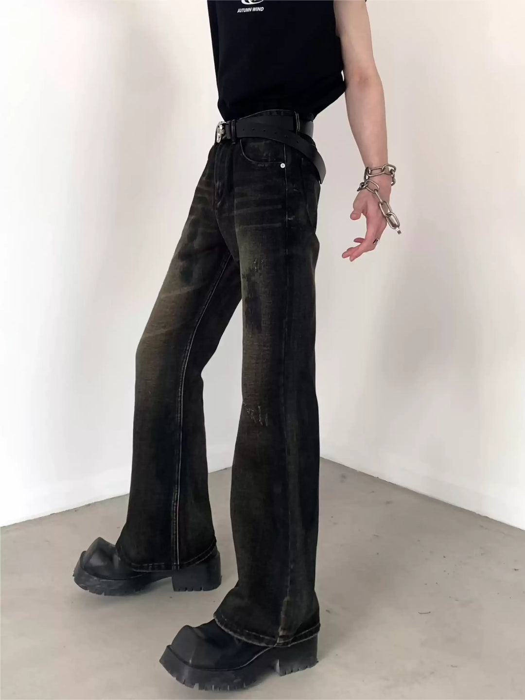 VINTAGE WASHED FLARED HIGH-WAIST JEANS ST5209