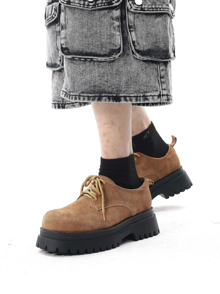 FAUX SUEDE PLATFORM DERBY SHOES ST5153