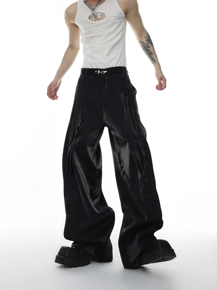 STRUCTURED METAL-BUTTON STRAIGHT TROUSERS ST5206