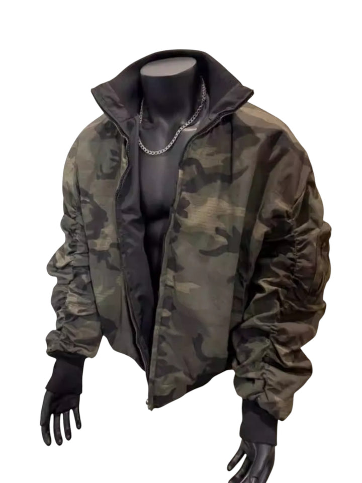 REVERSIBLE CAMO STAND COLLAR FLIGHT JACKET  ST5131