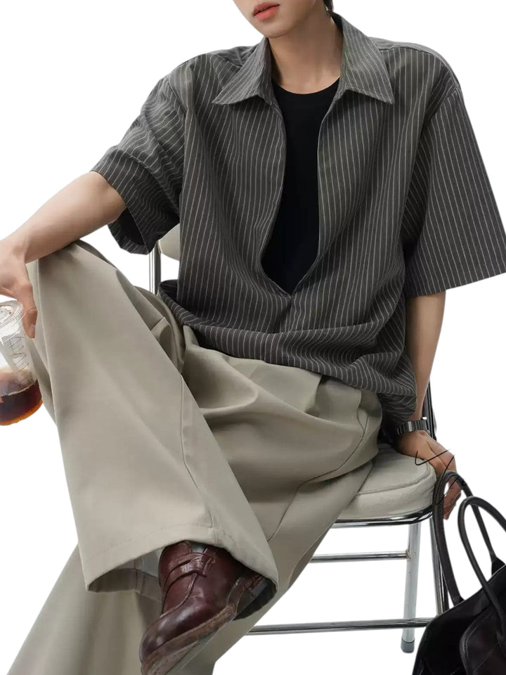 RELAXED HALF-PLACKET SHIRT WITH ELASTIC HEM MT562