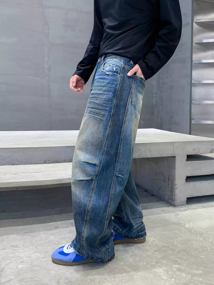 RELAXED STRAIGHT-LEG WASHED JEANS st5150