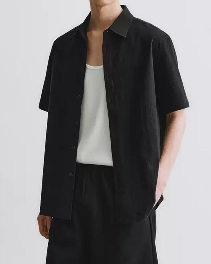 MINIMALIST COLLAR SHORT SLEEVE SHIRT MT556